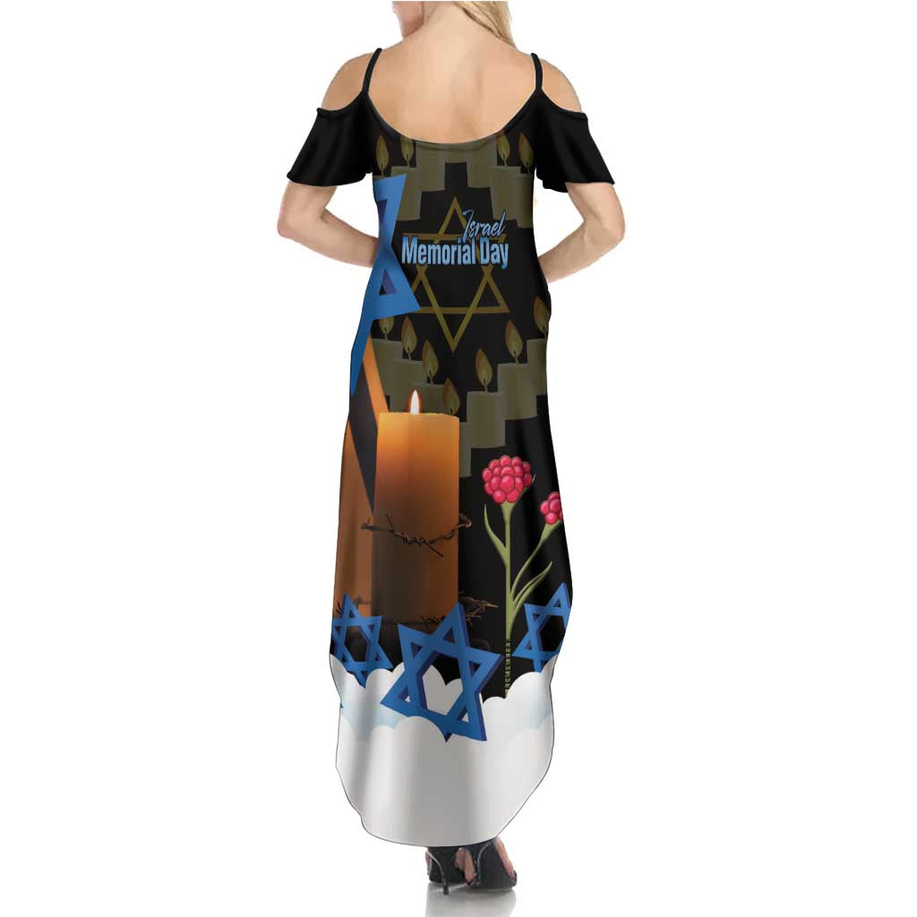 Israel Memorial Day Summer Maxi Dress Red Everlasting Flower With Candle Light
