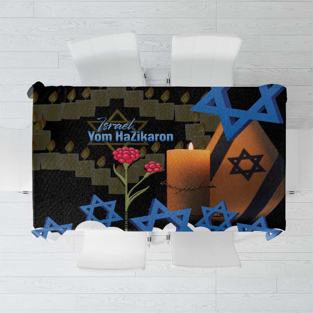 Israel Memorial Day Tablecloth Red Everlasting Flower With Candle Light