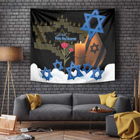 Israel Memorial Day Tapestry Red Everlasting Flower With Candle Light