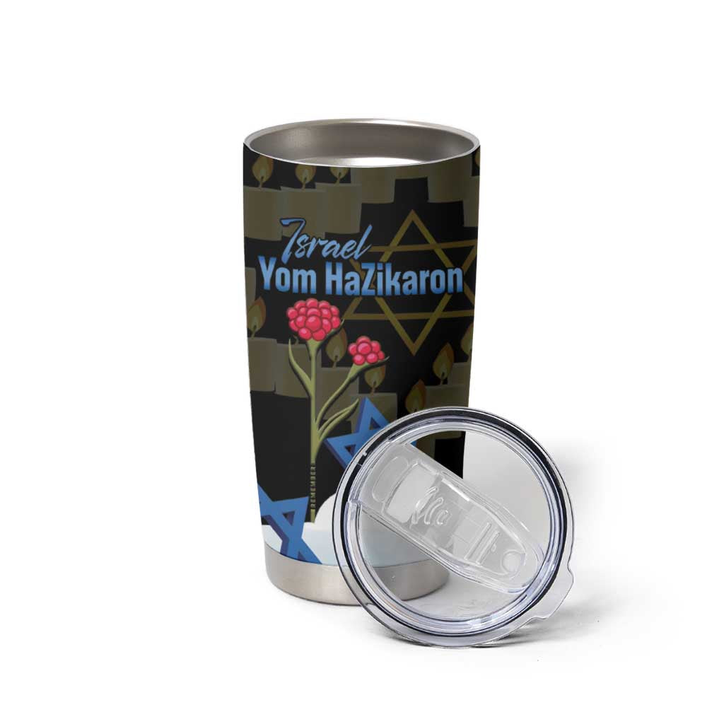 Israel Memorial Day Tumbler Cup Red Everlasting Flower With Candle Light