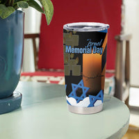 Israel Memorial Day Tumbler Cup Red Everlasting Flower With Candle Light