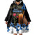Israel Memorial Day Wearable Blanket Hoodie Red Everlasting Flower With Candle Light