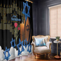 Israel Memorial Day Window Curtain Red Everlasting Flower With Candle Light