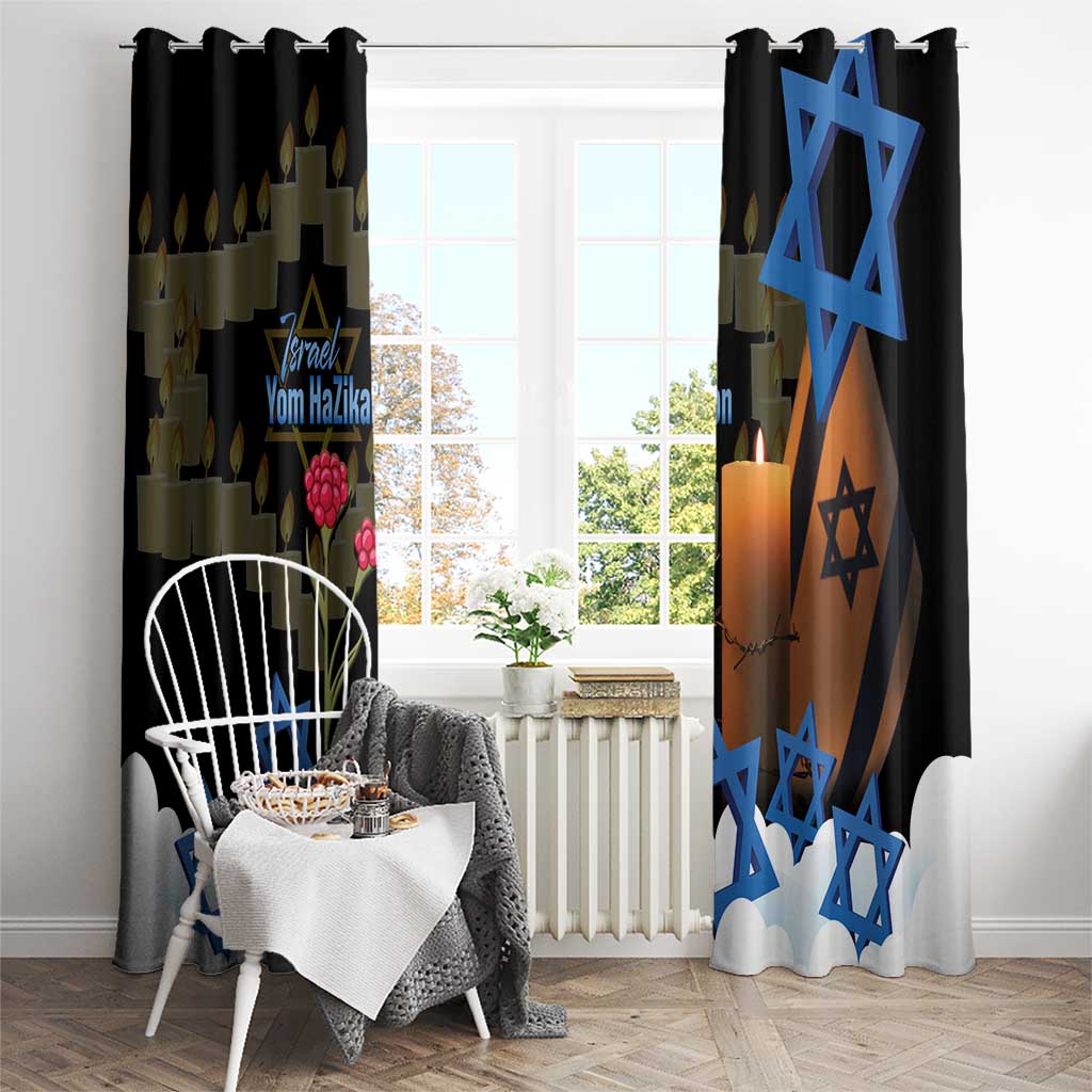 Israel Memorial Day Window Curtain Red Everlasting Flower With Candle Light