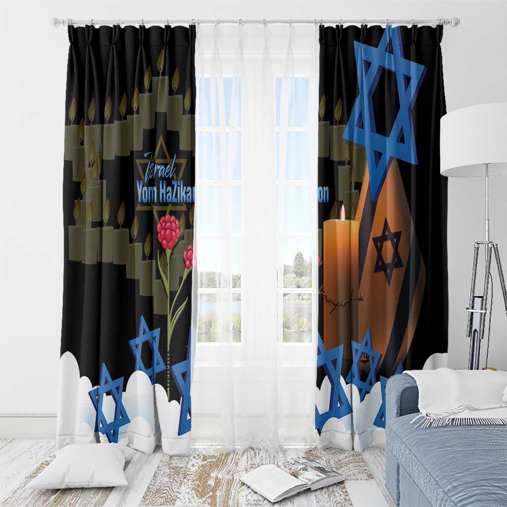 Israel Memorial Day Window Curtain Red Everlasting Flower With Candle Light