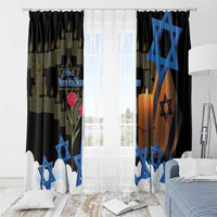 Israel Memorial Day Window Curtain Red Everlasting Flower With Candle Light