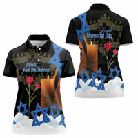 Israel Memorial Day Women Polo Shirt Red Everlasting Flower With Candle Light