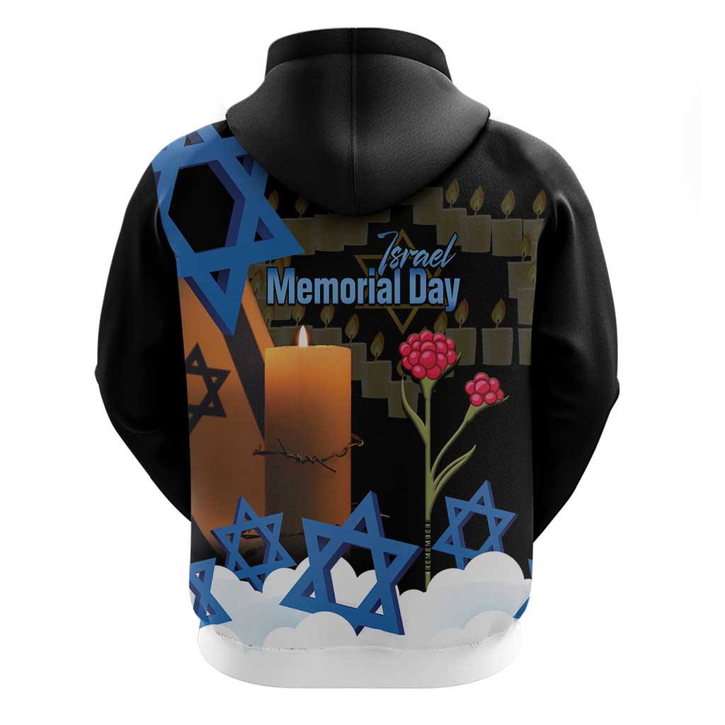 Israel Memorial Day Zip Hoodie Red Everlasting Flower With Candle Light