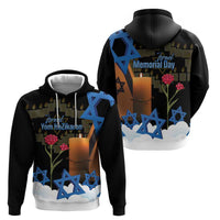 Israel Memorial Day Zip Hoodie Red Everlasting Flower With Candle Light