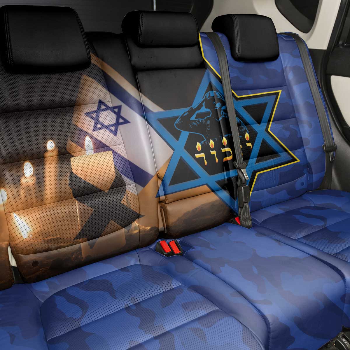 Yom HaZikaron Israel Back Car Seat Cover We Will Always Remember Camouflage Style