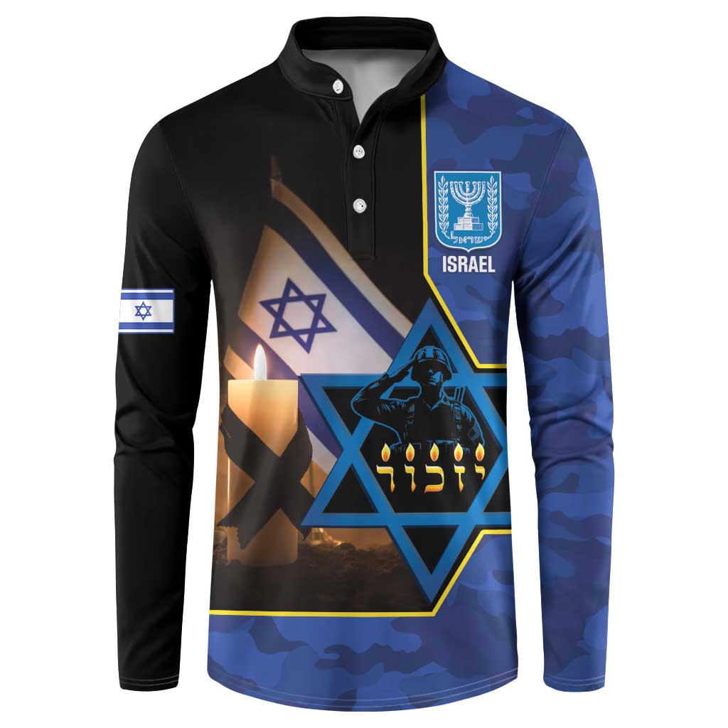 Yom HaZikaron Israel Button Sweatshirt We Will Always Remember Camouflage Style