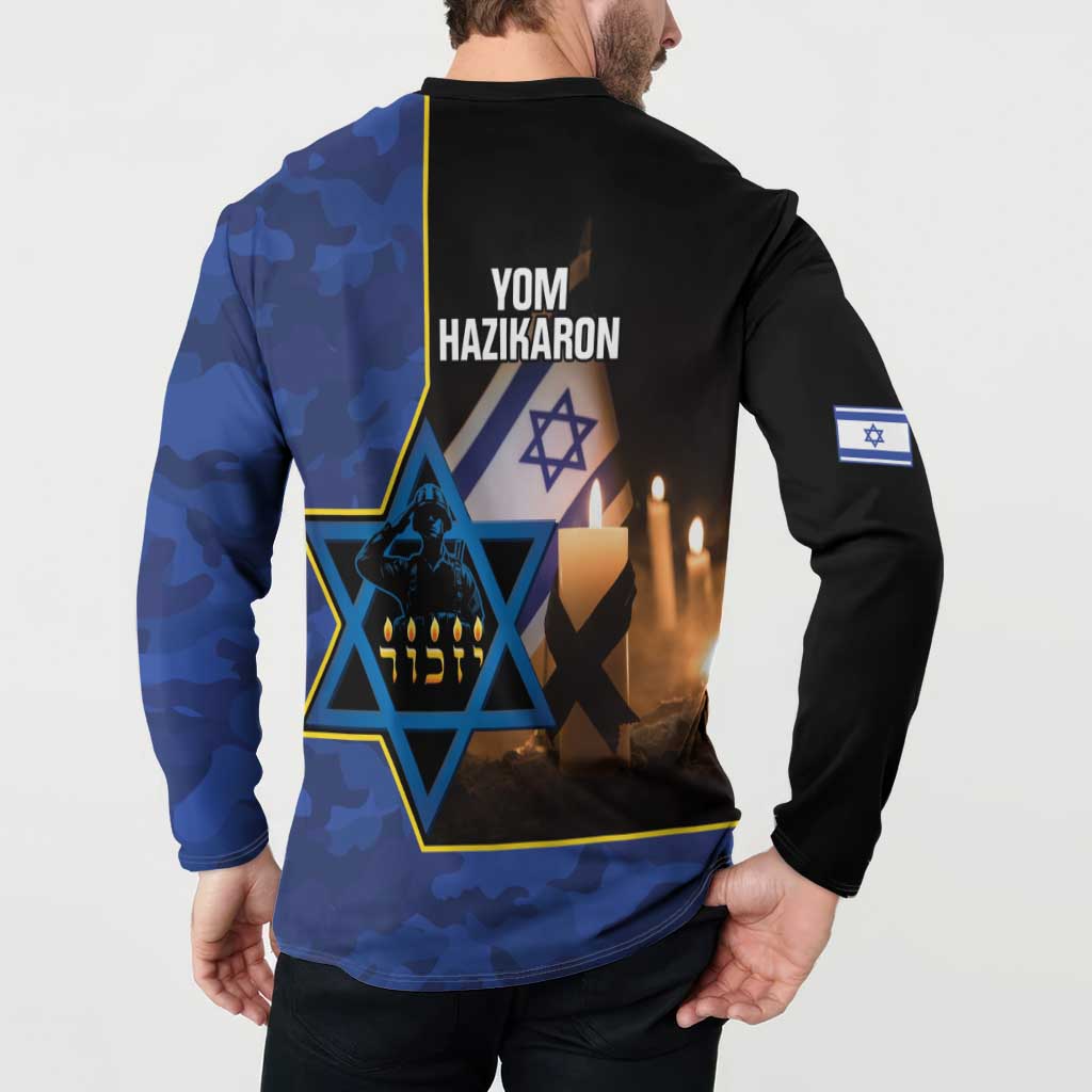 Yom HaZikaron Israel Button Sweatshirt We Will Always Remember Camouflage Style