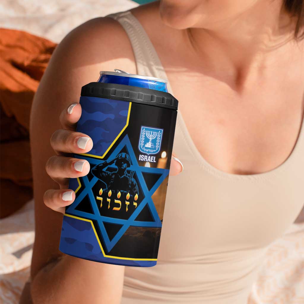 Yom HaZikaron Israel 4 in 1 Can Cooler Tumbler We Will Always Remember Camouflage Style