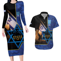 Yom HaZikaron Israel Couples Matching Long Sleeve Bodycon Dress and Hawaiian Shirt We Will Always Remember Camouflage Style
