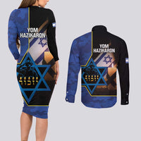 Yom HaZikaron Israel Couples Matching Long Sleeve Bodycon Dress and Long Sleeve Button Shirt We Will Always Remember Camouflage Style