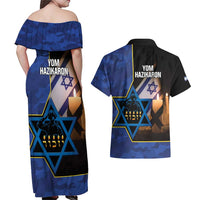 Yom HaZikaron Israel Couples Matching Off Shoulder Maxi Dress and Hawaiian Shirt We Will Always Remember Camouflage Style