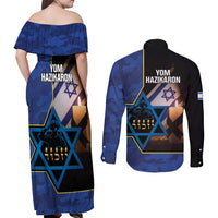 Yom HaZikaron Israel Couples Matching Off Shoulder Maxi Dress and Long Sleeve Button Shirt We Will Always Remember Camouflage Style