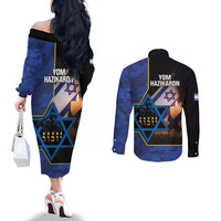 Yom HaZikaron Israel Couples Matching Off The Shoulder Long Sleeve Dress and Long Sleeve Button Shirt We Will Always Remember Camouflage Style