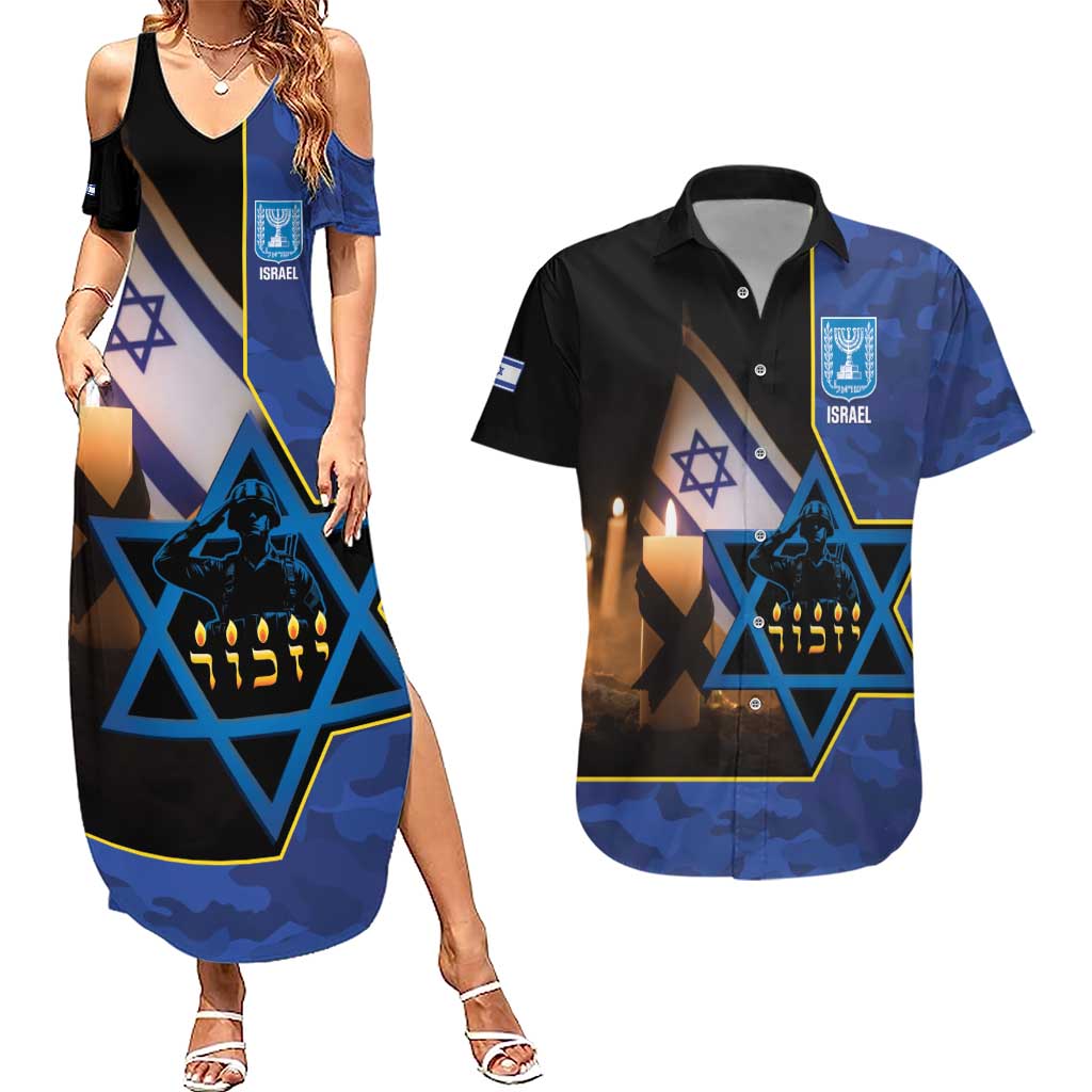 Yom HaZikaron Israel Couples Matching Summer Maxi Dress and Hawaiian Shirt We Will Always Remember Camouflage Style
