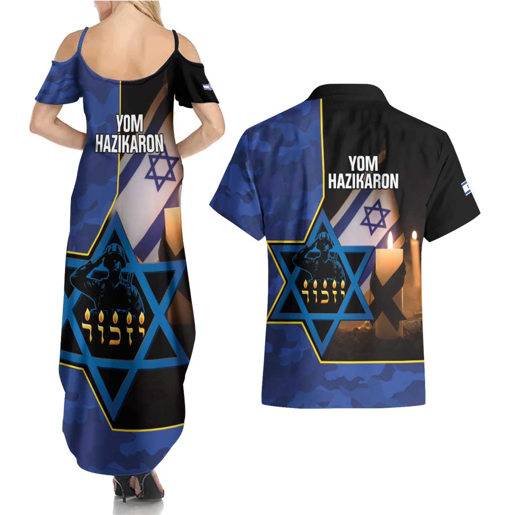 Yom HaZikaron Israel Couples Matching Summer Maxi Dress and Hawaiian Shirt We Will Always Remember Camouflage Style