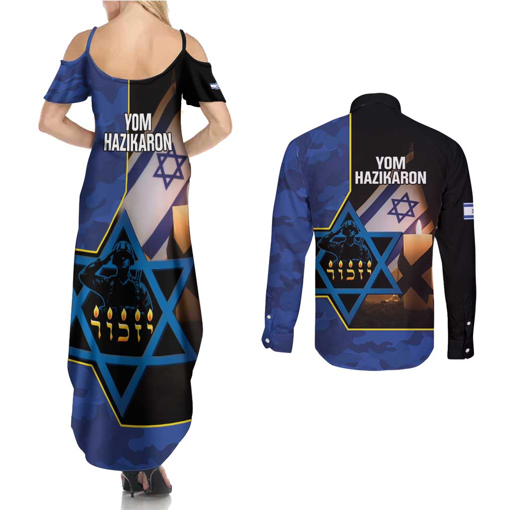 Yom HaZikaron Israel Couples Matching Summer Maxi Dress and Long Sleeve Button Shirt We Will Always Remember Camouflage Style