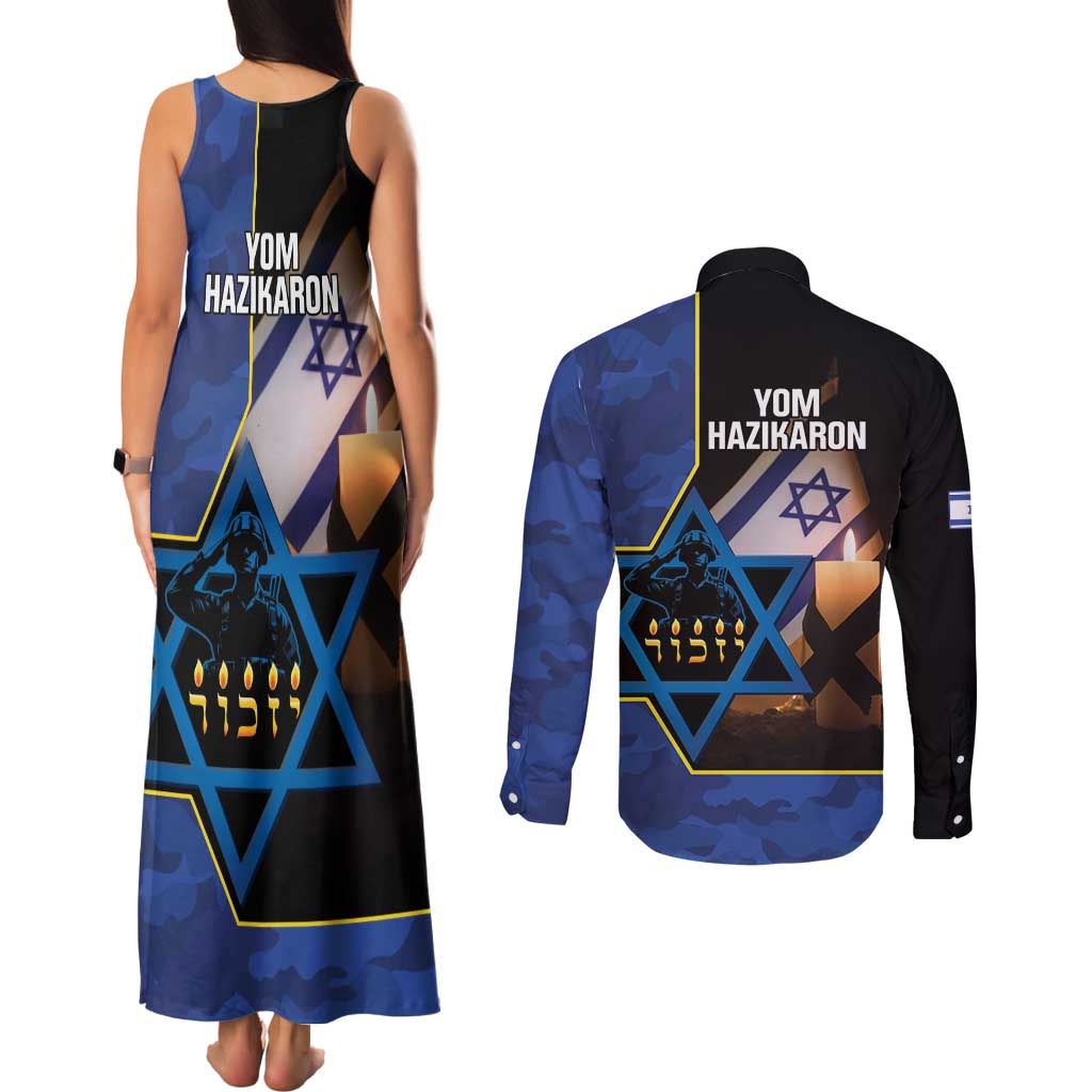 Yom HaZikaron Israel Couples Matching Tank Maxi Dress and Long Sleeve Button Shirt We Will Always Remember Camouflage Style