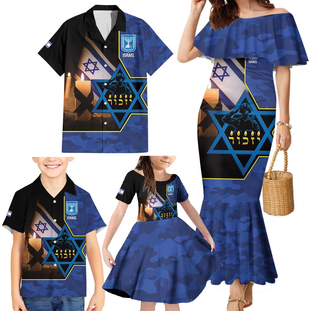 Yom HaZikaron Israel Family Matching Mermaid Dress and Hawaiian Shirt We Will Always Remember Camouflage Style
