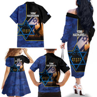 Yom HaZikaron Israel Family Matching Off The Shoulder Long Sleeve Dress and Hawaiian Shirt We Will Always Remember Camouflage Style