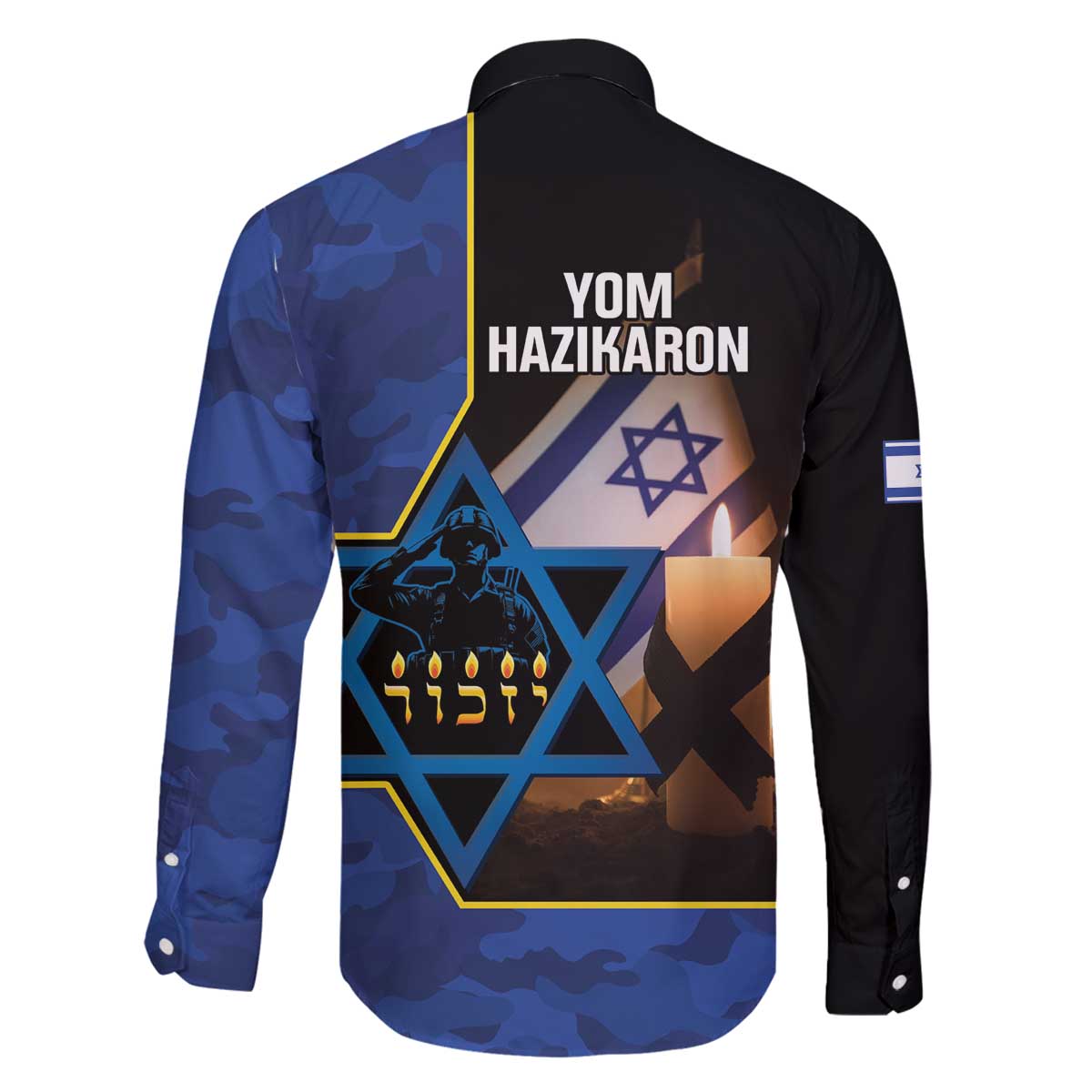 Yom HaZikaron Israel Family Matching Off The Shoulder Long Sleeve Dress and Hawaiian Shirt We Will Always Remember Camouflage Style