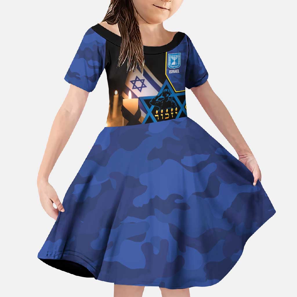 Yom HaZikaron Israel Family Matching Off Shoulder Maxi Dress and Hawaiian Shirt We Will Always Remember Camouflage Style