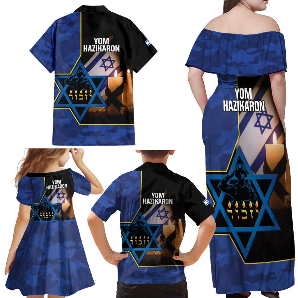 Yom HaZikaron Israel Family Matching Off Shoulder Maxi Dress and Hawaiian Shirt We Will Always Remember Camouflage Style