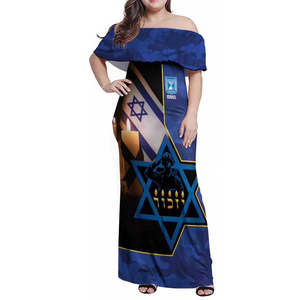 Yom HaZikaron Israel Family Matching Off Shoulder Maxi Dress and Hawaiian Shirt We Will Always Remember Camouflage Style