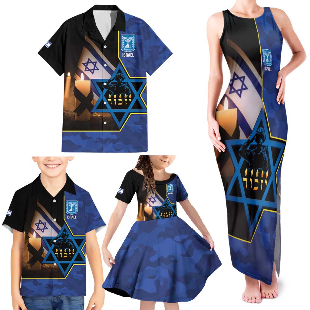 Yom HaZikaron Israel Family Matching Tank Maxi Dress and Hawaiian Shirt We Will Always Remember Camouflage Style