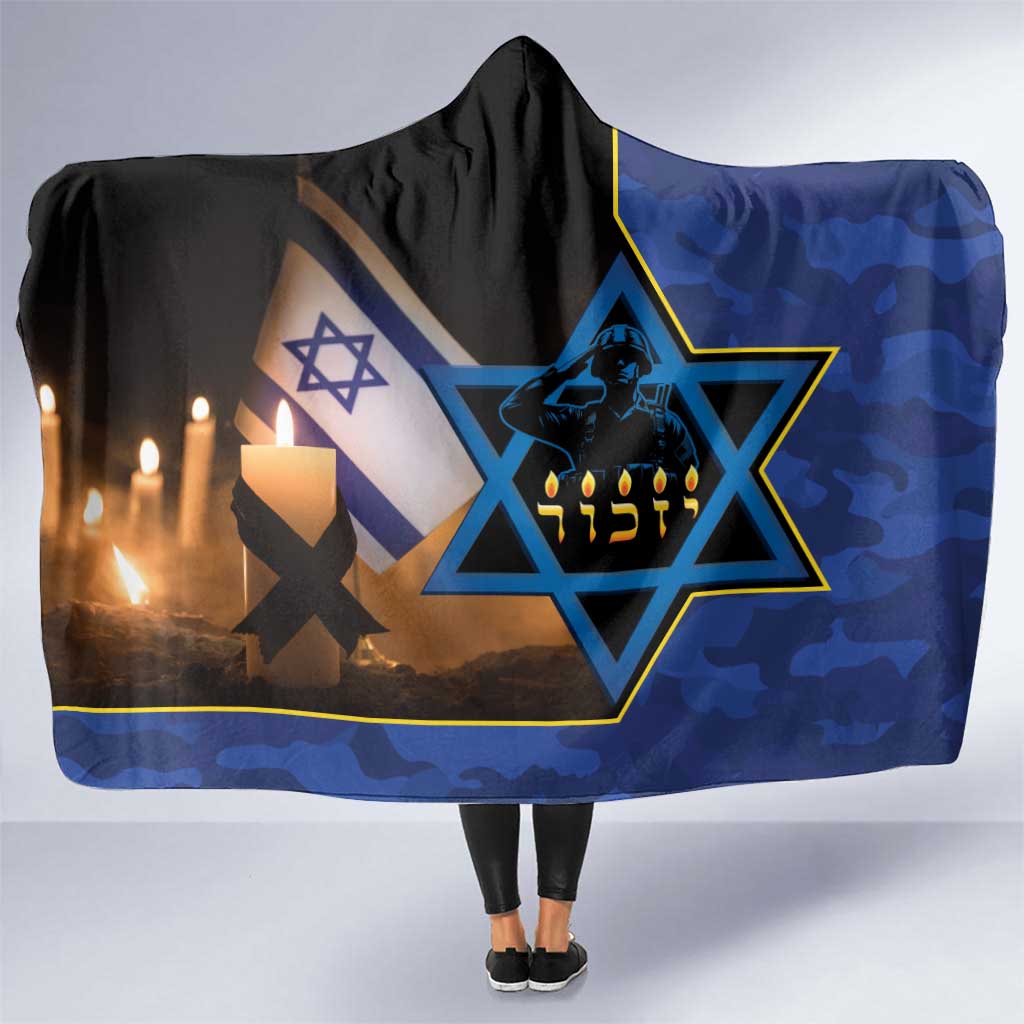 Yom HaZikaron Israel Hooded Blanket We Will Always Remember Camouflage Style