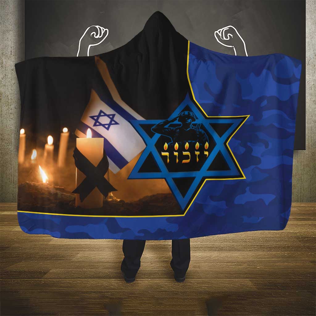 Yom HaZikaron Israel Hooded Blanket We Will Always Remember Camouflage Style