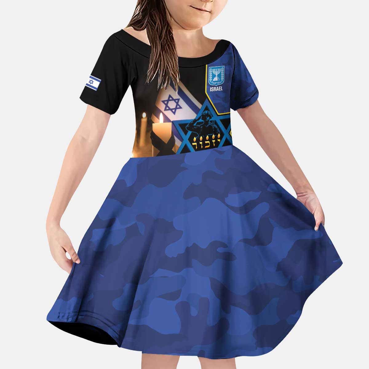 Yom HaZikaron Israel Kid Short Sleeve Dress We Will Always Remember Camouflage Style