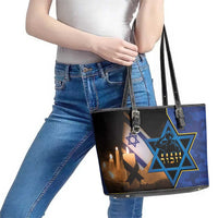 Yom HaZikaron Israel Leather Tote Bag We Will Always Remember Camouflage Style