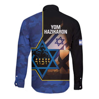Yom HaZikaron Israel Long Sleeve Button Shirt We Will Always Remember Camouflage Style