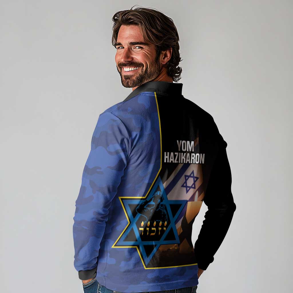 Yom HaZikaron Israel Long Sleeve Polo Shirt We Will Always Remember Camouflage Style