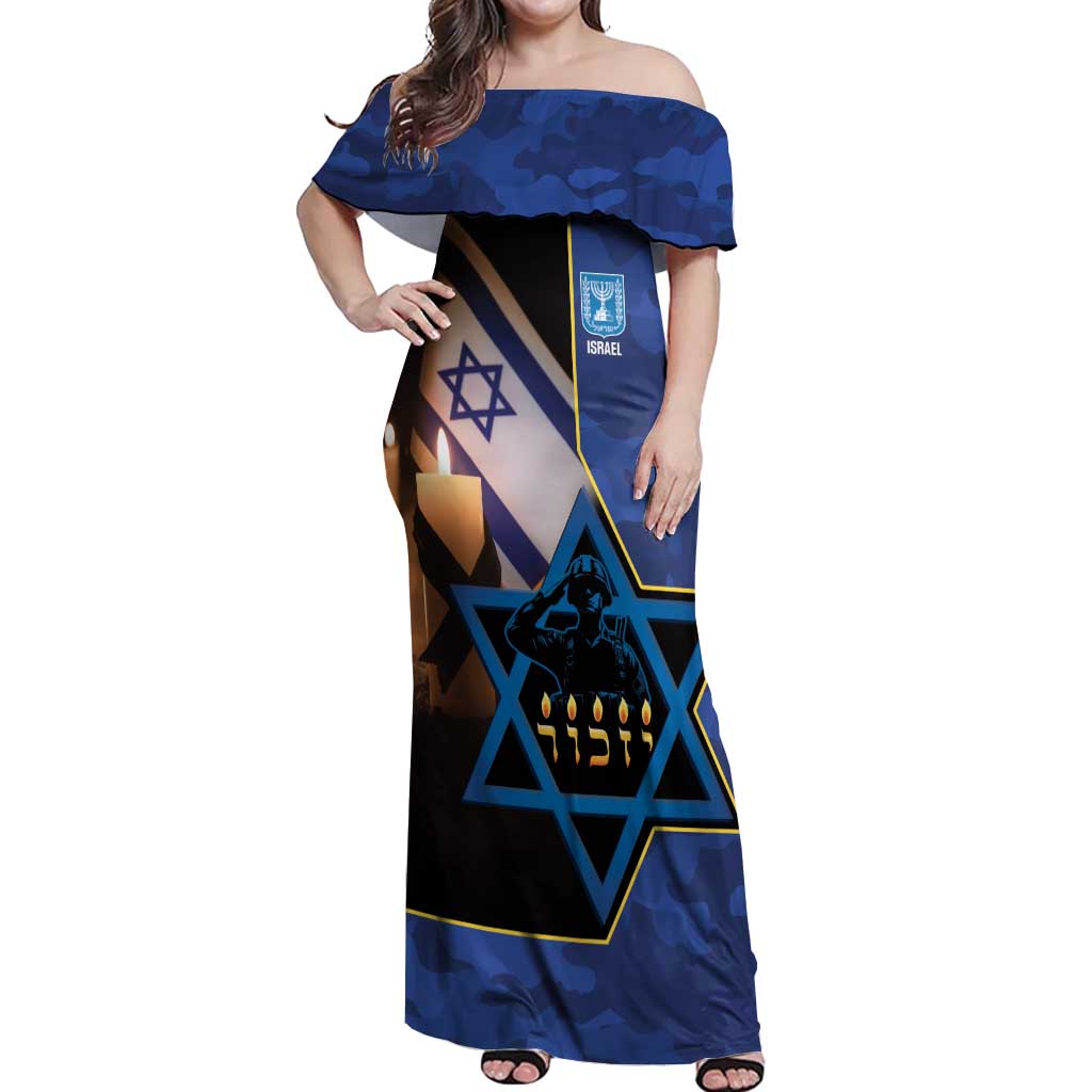 Yom HaZikaron Israel Off Shoulder Maxi Dress We Will Always Remember Camouflage Style