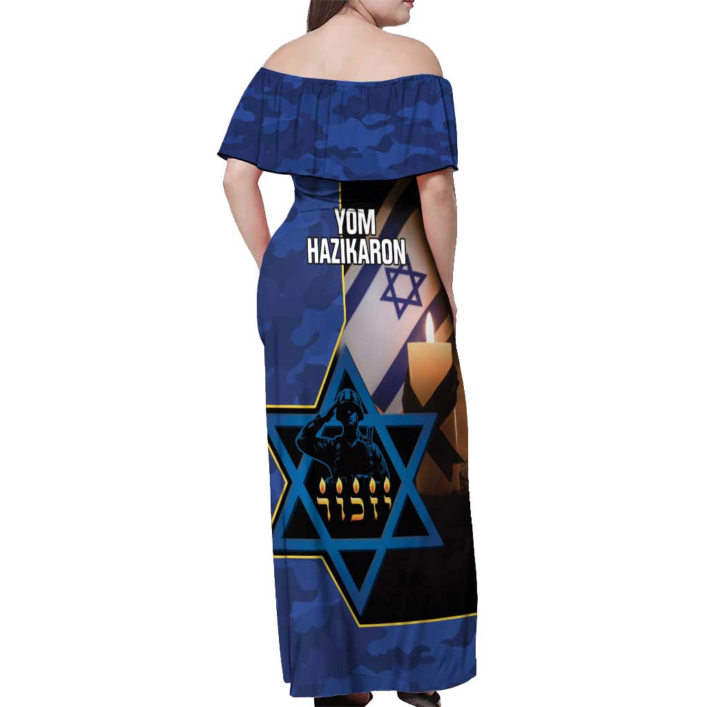 Yom HaZikaron Israel Off Shoulder Maxi Dress We Will Always Remember Camouflage Style
