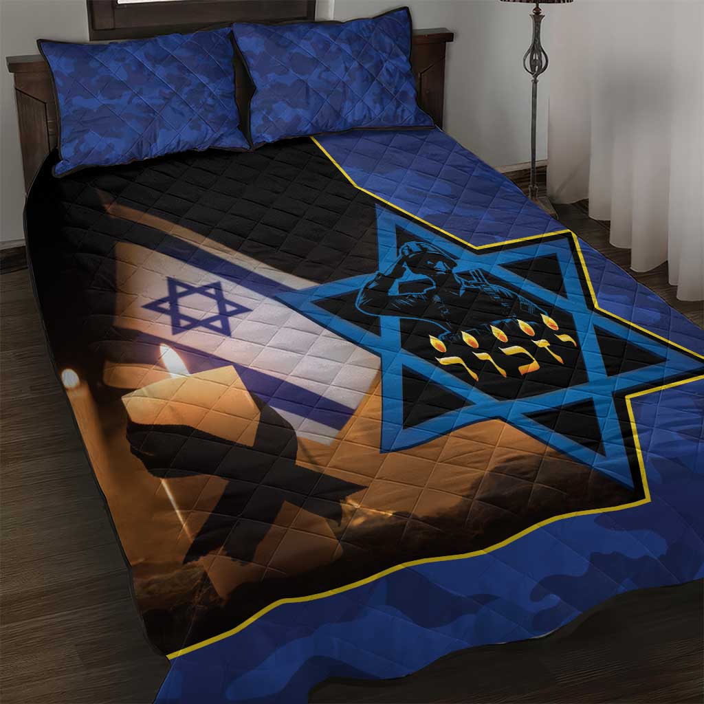 Yom HaZikaron Israel Quilt Bed Set We Will Always Remember Camouflage Style