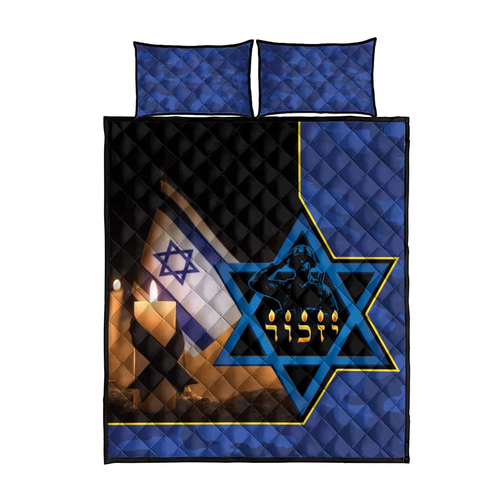 Yom HaZikaron Israel Quilt Bed Set We Will Always Remember Camouflage Style