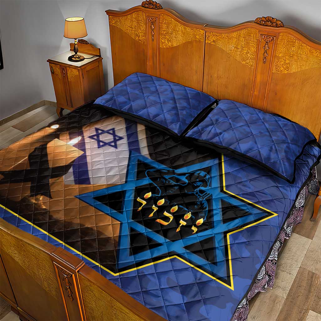 Yom HaZikaron Israel Quilt Bed Set We Will Always Remember Camouflage Style