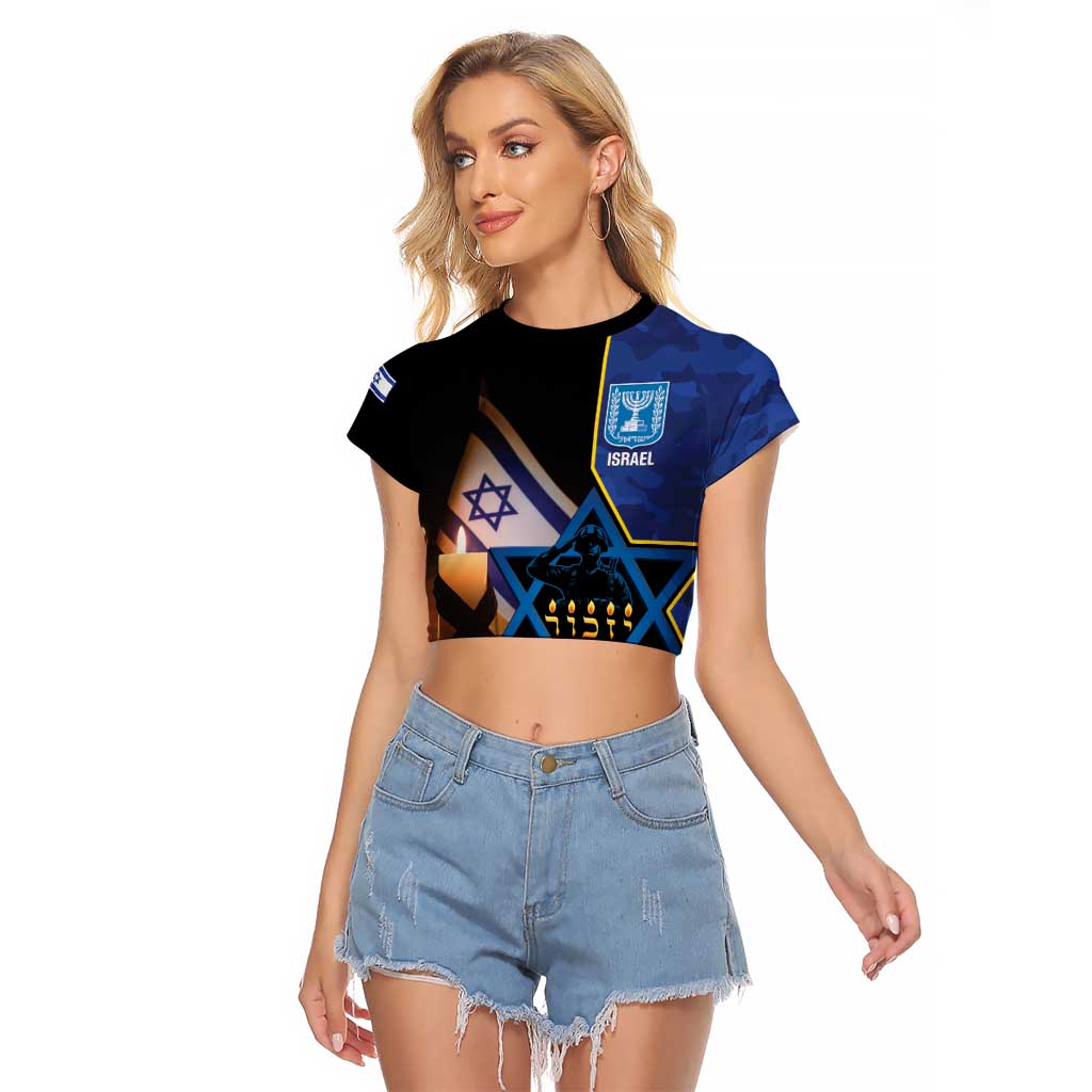 Yom HaZikaron Israel Raglan Cropped T Shirt We Will Always Remember Camouflage Style