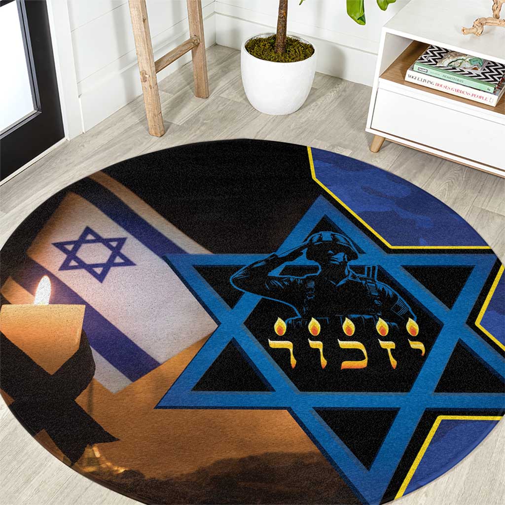 Yom HaZikaron Israel Round Carpet We Will Always Remember Camouflage Style