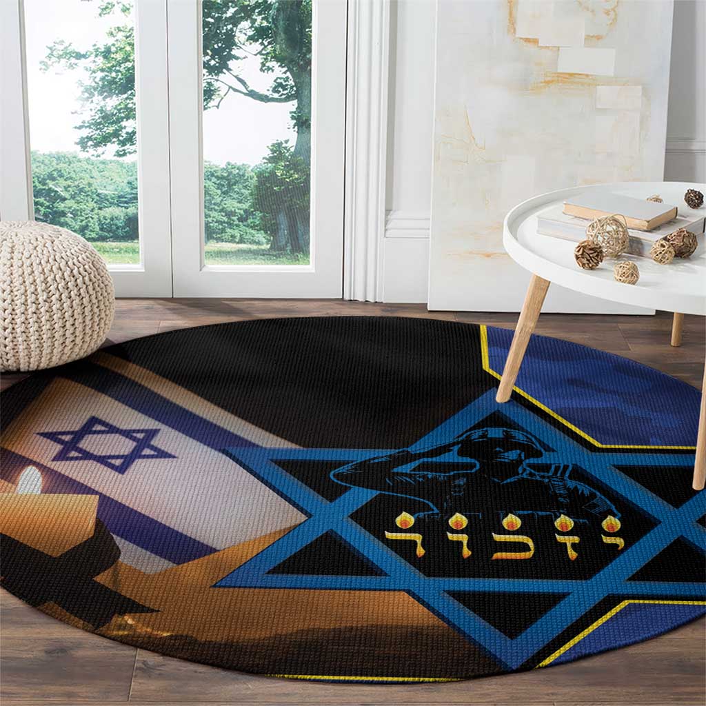 Yom HaZikaron Israel Round Carpet We Will Always Remember Camouflage Style