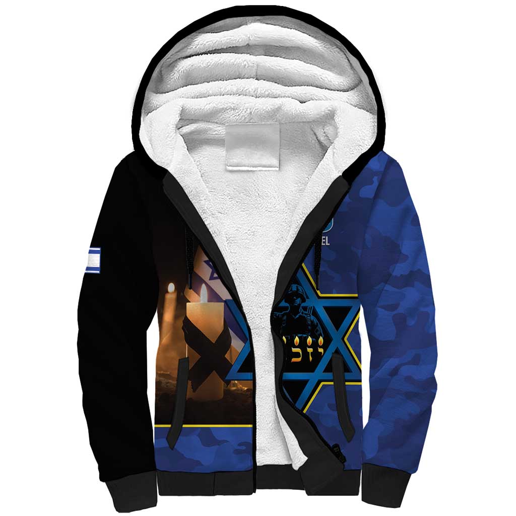 Yom HaZikaron Israel Sherpa Hoodie We Will Always Remember Camouflage Style