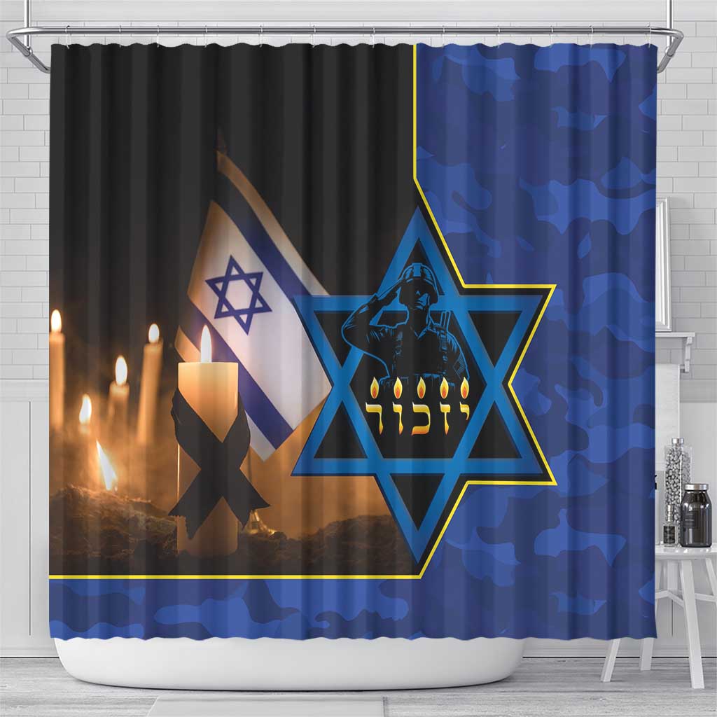 Yom HaZikaron Israel Shower Curtain We Will Always Remember Camouflage Style