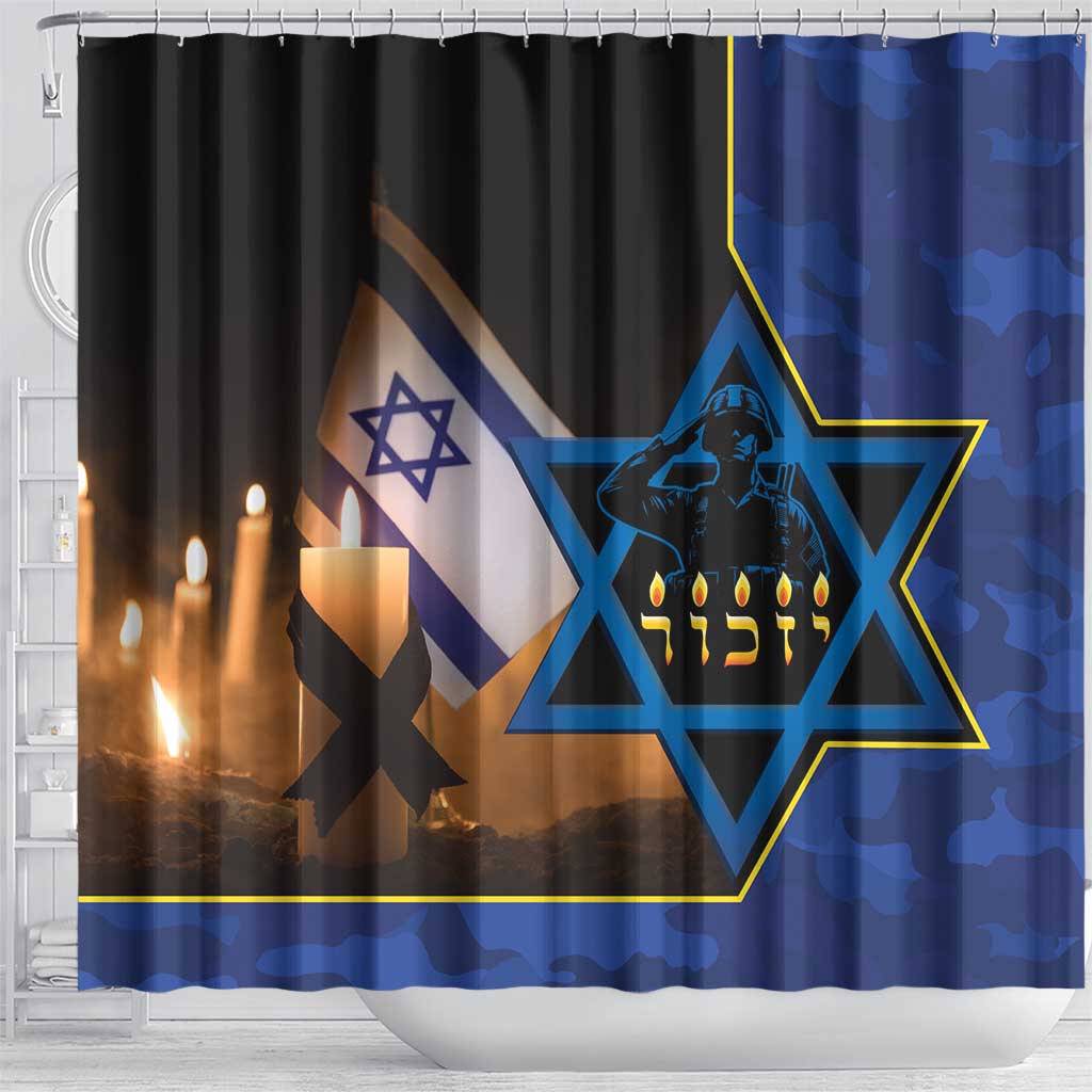 Yom HaZikaron Israel Shower Curtain We Will Always Remember Camouflage Style